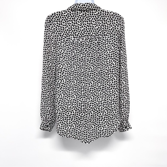H&M Geometric Abstract Print Pattern Button Up Blouse Shirt Top Black White XS - Picture 5 of 9